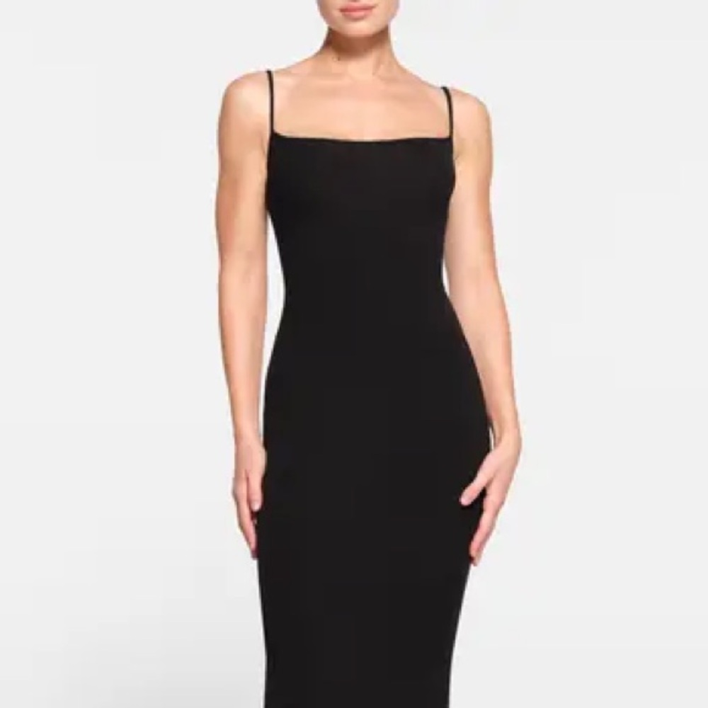 SKIMS Viral Black Onyx Long Slip Dress